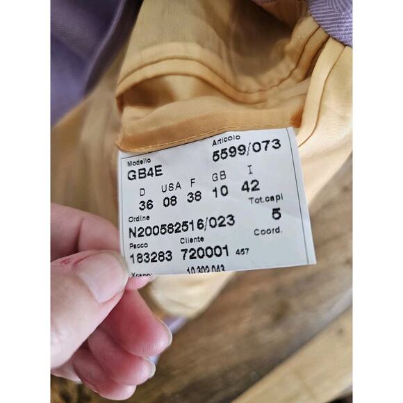 Domenico Vacca Linen Blend Blazer Women's Size 8 Purple Made in Italy Luxury - Picture 8 of 11